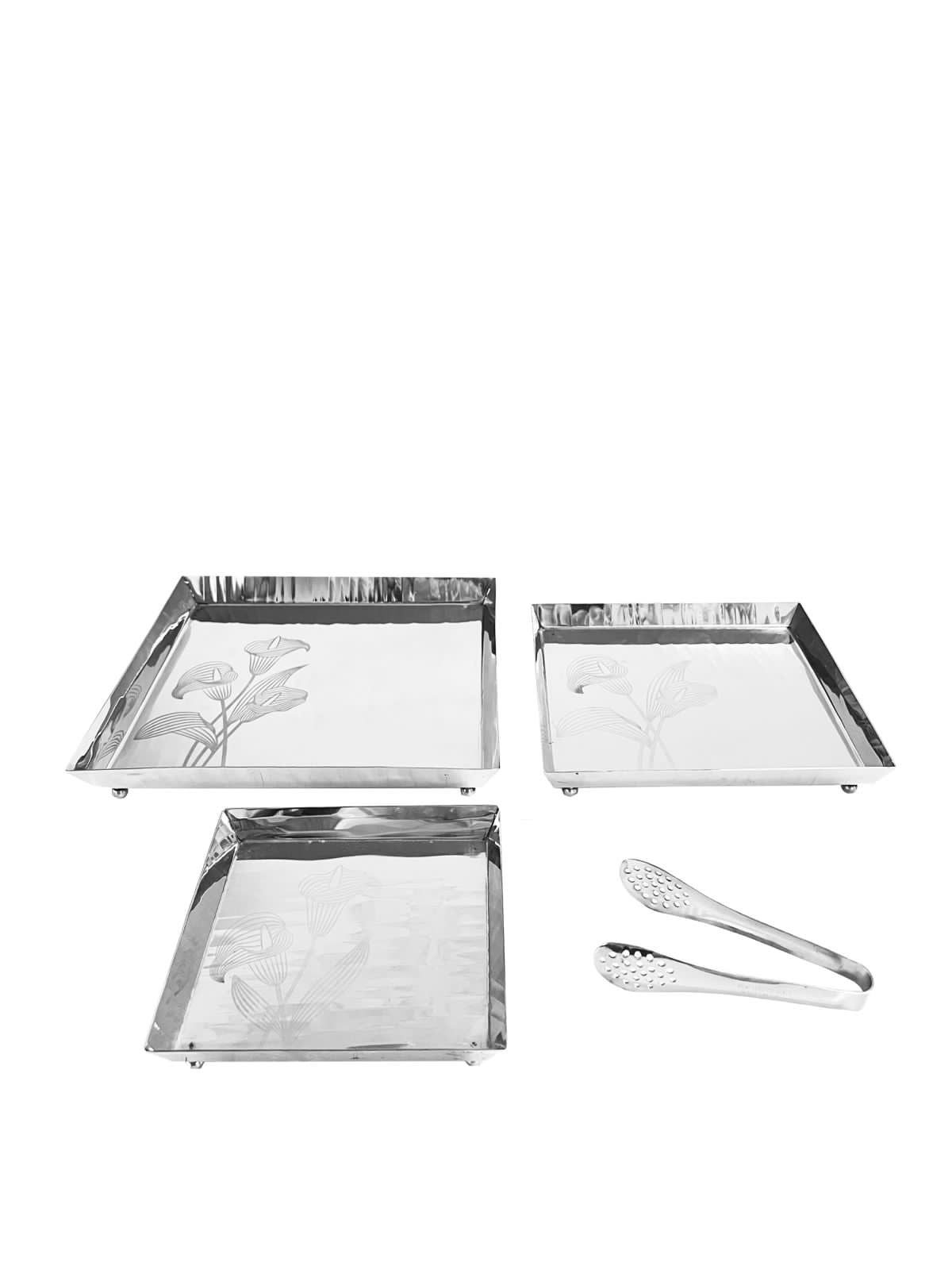 4 pcs Utsav square platter set with leg