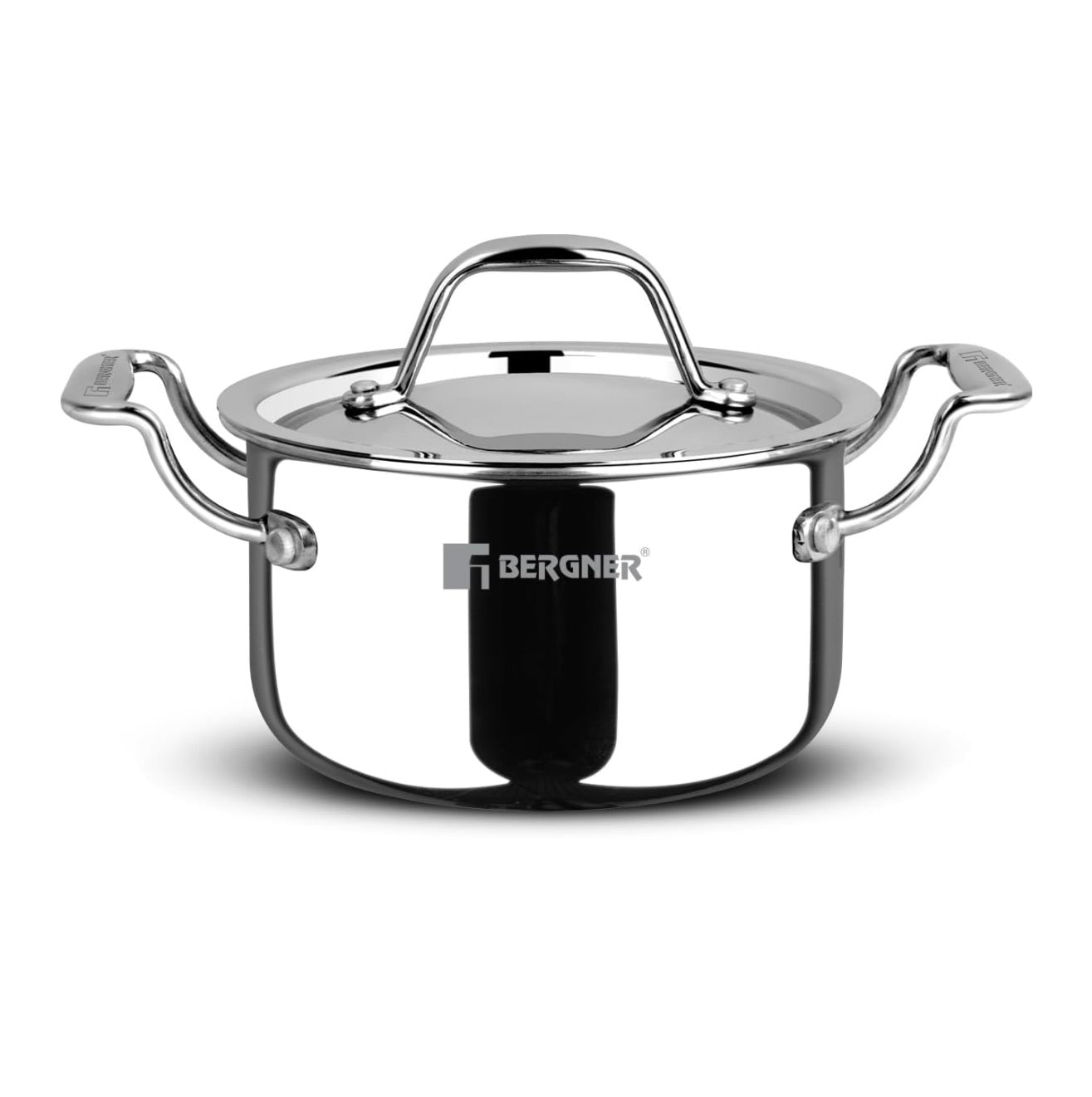 Bergner Argent Junior Chef TriPly Stainless Steel 12cm (800ml) Casserole with Stainless Steel Lid, Mini Casserole, Durable, Less Oil Use, Healthy, Non-Toxic, Easy Clean - Induction and Gas Stove Ready