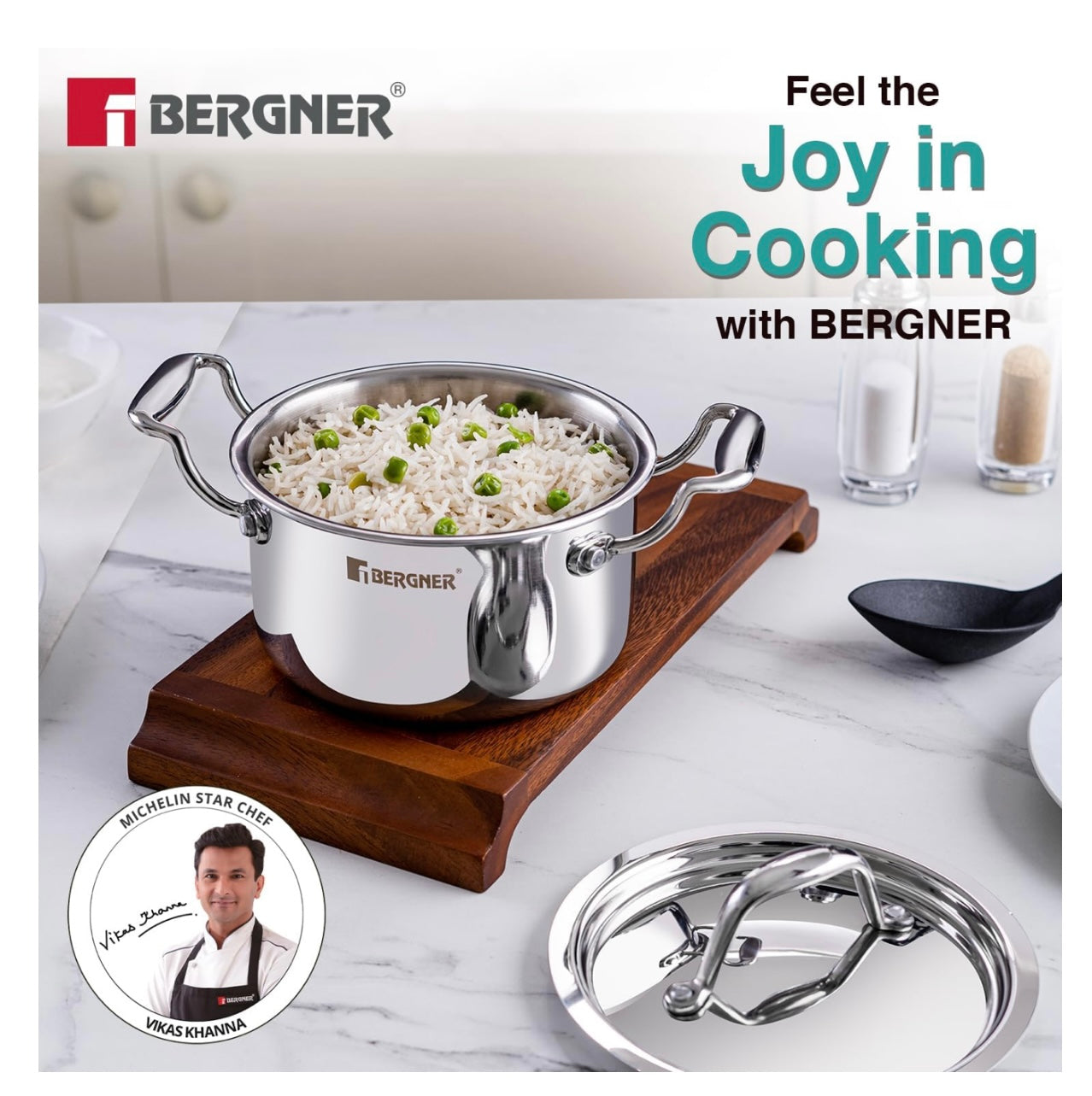 Bergner Argent Junior Chef TriPly Stainless Steel 12cm (800ml) Casserole with Stainless Steel Lid, Mini Casserole, Durable, Less Oil Use, Healthy, Non-Toxic, Easy Clean - Induction and Gas Stove Ready