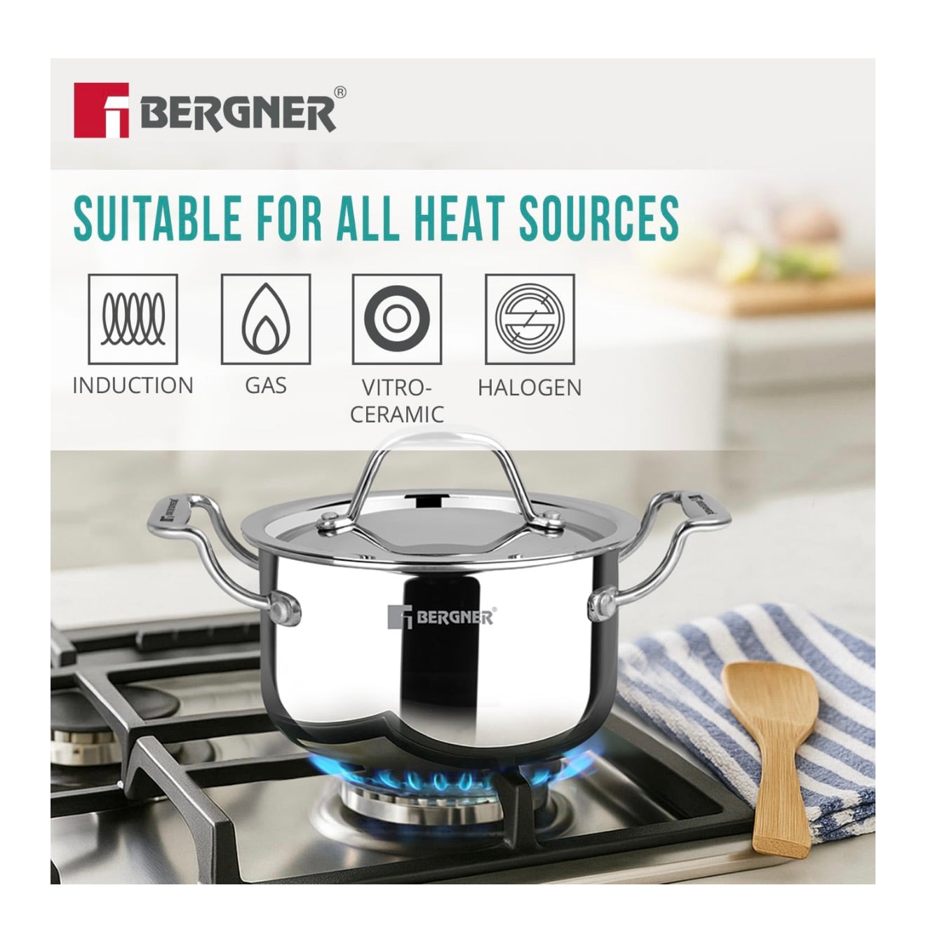 Bergner Argent Junior Chef TriPly Stainless Steel 12cm (800ml) Casserole with Stainless Steel Lid, Mini Casserole, Durable, Less Oil Use, Healthy, Non-Toxic, Easy Clean - Induction and Gas Stove Ready