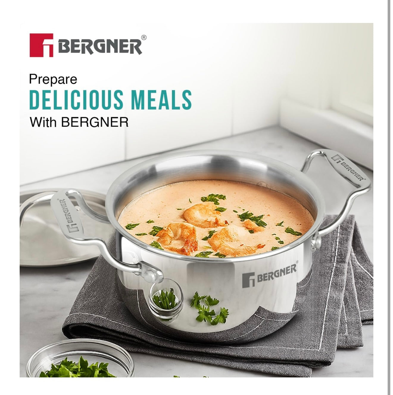 Bergner Argent Junior Chef TriPly Stainless Steel 14cm (1.2 L) Casserole with Stainless Steel Lid, Mini Casserole, Durable, Less Oil Use, Healthy, Non-Toxic, Easy Clean - Induction and Gas Stove Ready