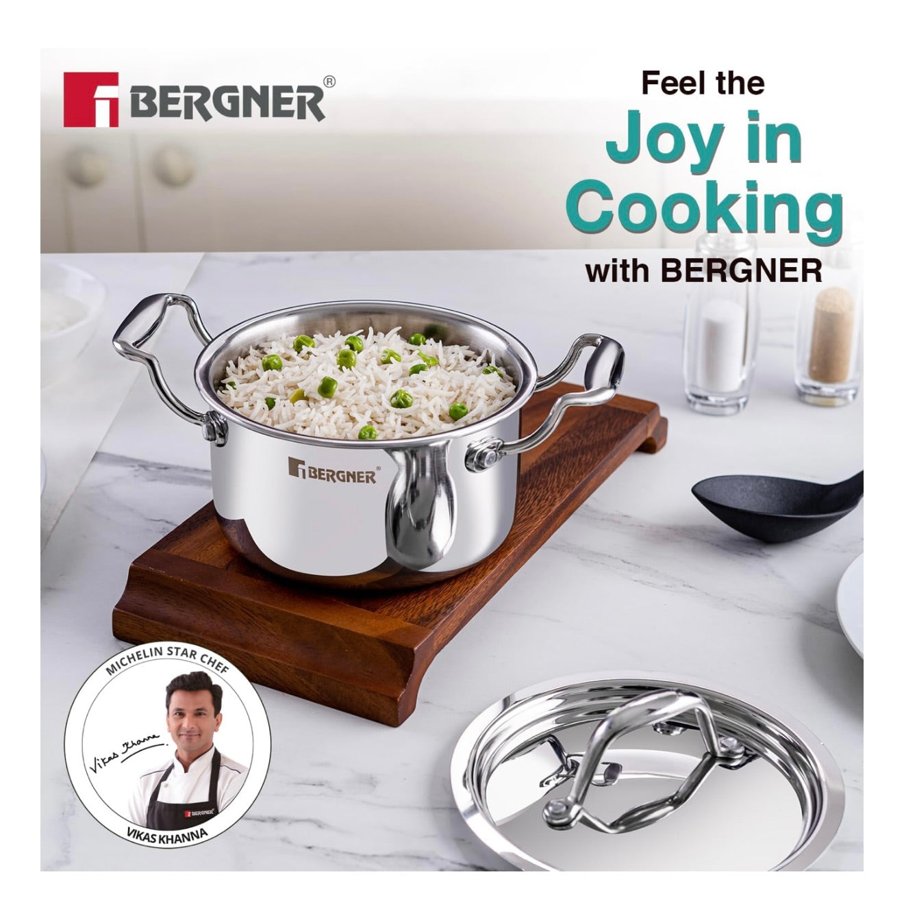 Bergner Argent Junior Chef TriPly Stainless Steel 14cm (1.2 L) Casserole with Stainless Steel Lid, Mini Casserole, Durable, Less Oil Use, Healthy, Non-Toxic, Easy Clean - Induction and Gas Stove Ready