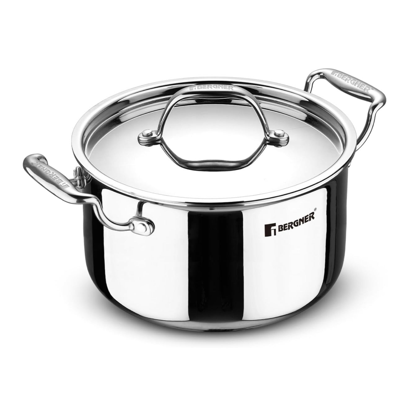 Bergner Argent Junior Chef TriPly Stainless Steel 18cm (2 L) Casserole with Stainless Steel Lid, Mini Casserole, Durable, Less Oil Use, Healthy, Non-Toxic, Easy Clean - Induction and Gas Stove Ready