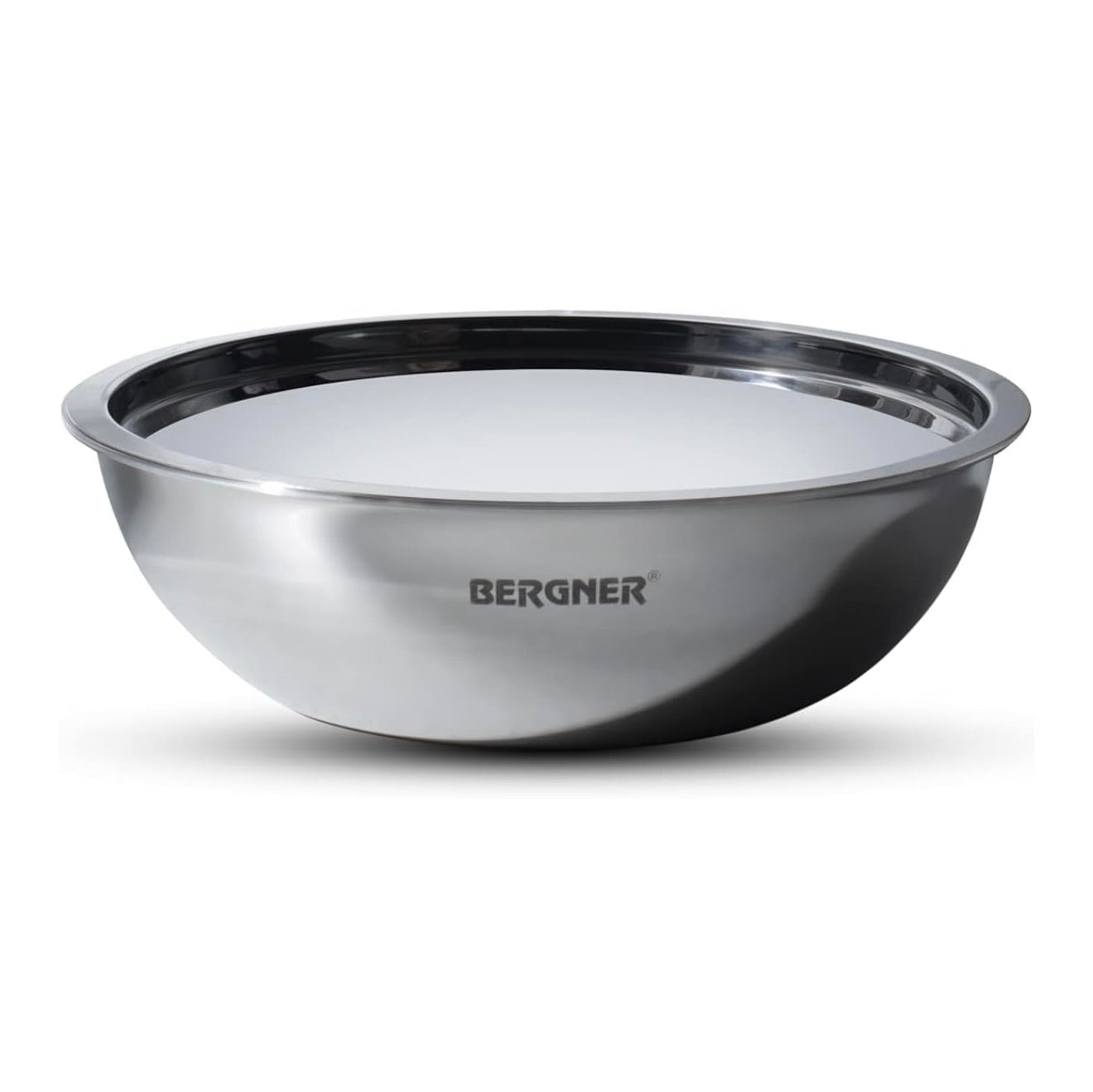 Bergner Argent TriPly Stainless Steel 16cm (1 L) Tasra with Stainless Steel Lid, Small Tasla with Lid, Food Safe, Less Oil Use, Healthy, Non-Toxic, Flared Rim, Durable - Induction Bottom and Gas Ready