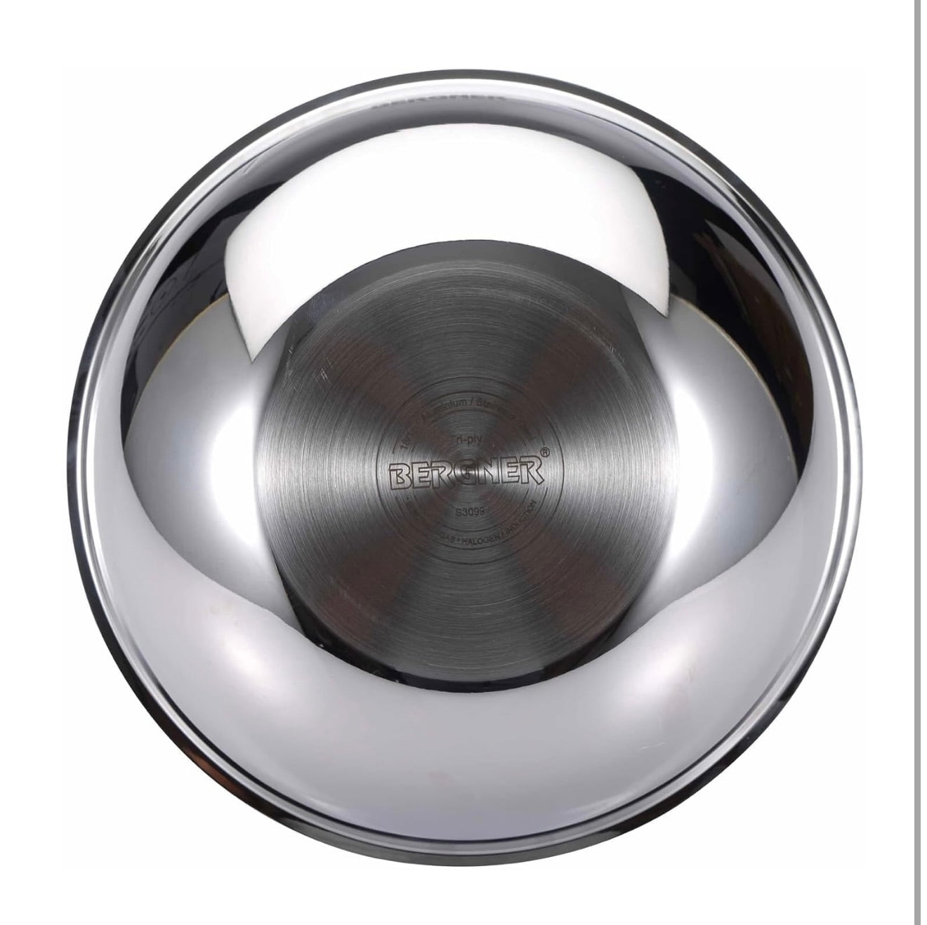 Bergner Argent TriPly Stainless Steel 16cm (1 L) Tasra with Stainless Steel Lid, Small Tasla with Lid, Food Safe, Less Oil Use, Healthy, Non-Toxic, Flared Rim, Durable - Induction Bottom and Gas Ready