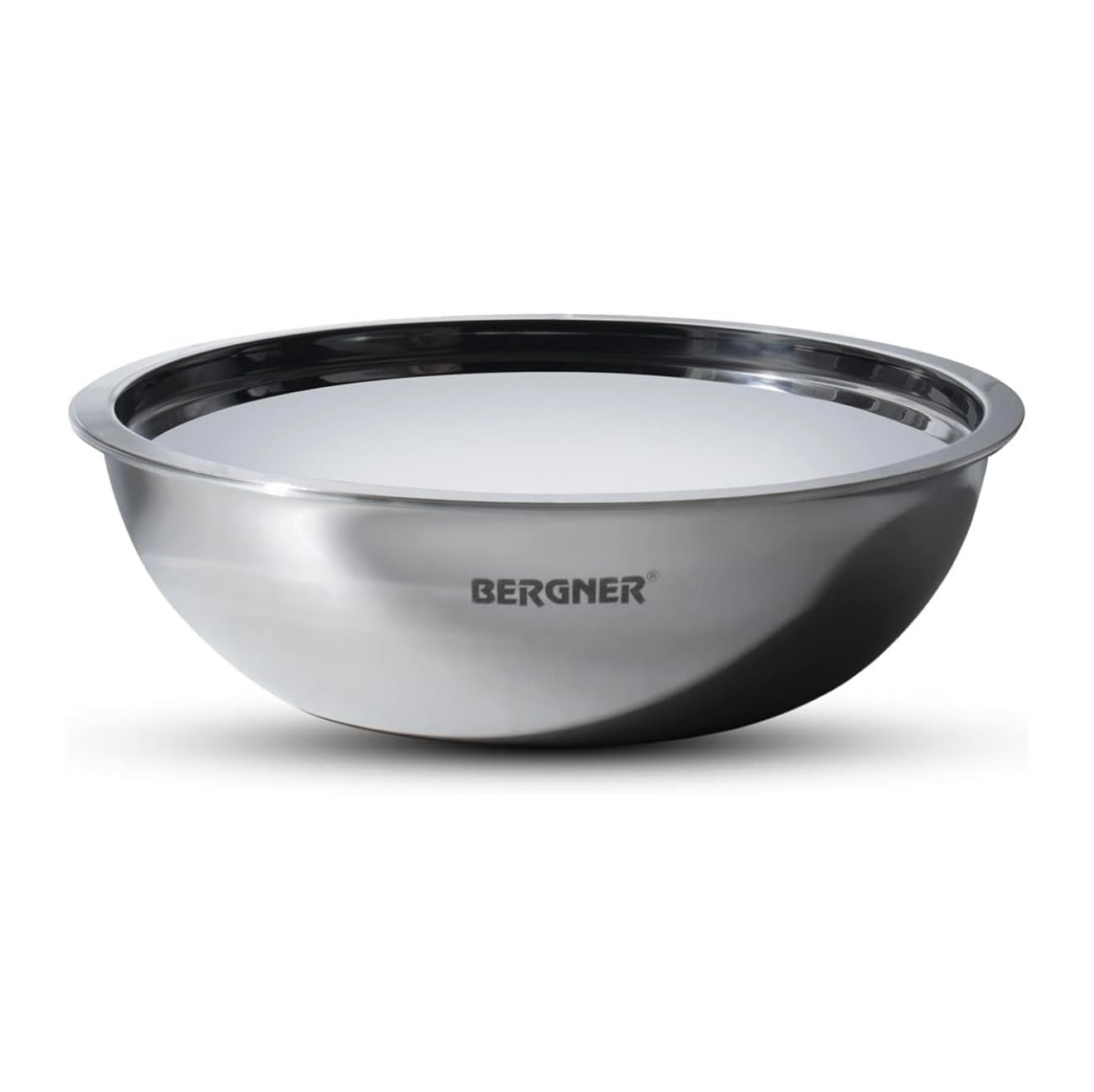 Bergner Argent Triply 18 cm Tasla/Kadai, 1.3 L Capacity, Cook/Serve, Stainless Steel Lid, for Deep-Fry/Sauté/Stir-Fry/Mixing/Desserts/Gravy, Multi-Layered Mirror Finish, Induction & Gas Ready