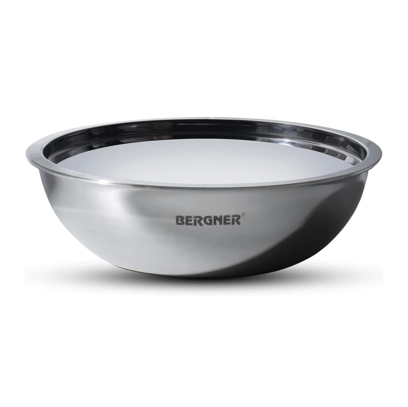BERGNER Argent TriPly Stainless Steel 20 cm Tasra with Stainless Steel Lid, 1.5 LTR Tasla with Lid, Food Safe, Flared Rim, Durable, Dishwasher Safe, Induction Bottom and Gas Ready