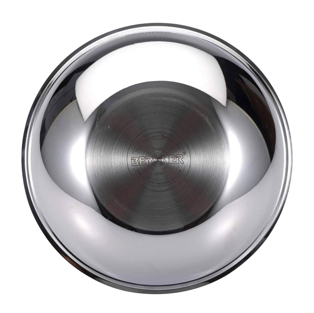 BERGNER Argent TriPly Stainless Steel 22 cm Tasra with Stainless Steel Lid, 1.6 LTR Tasla Lid, Food Safe, Flared Rim, Durable, Dishwasher Safe, 5-Year Warrantywith