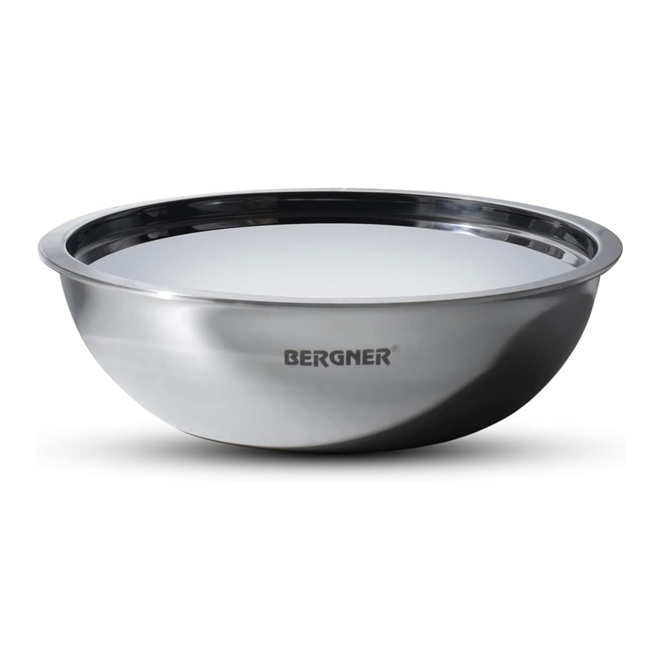 Bergner Argent TriPly Stainless Steel 24cm (2.8 L) Tasra/Tasla without Lid, Less Oil Use, Healthy Cooking, Even and Faster Heat Distribution, Food Safe, 2.5mm Thickness - Induction and Gas Stove Ready