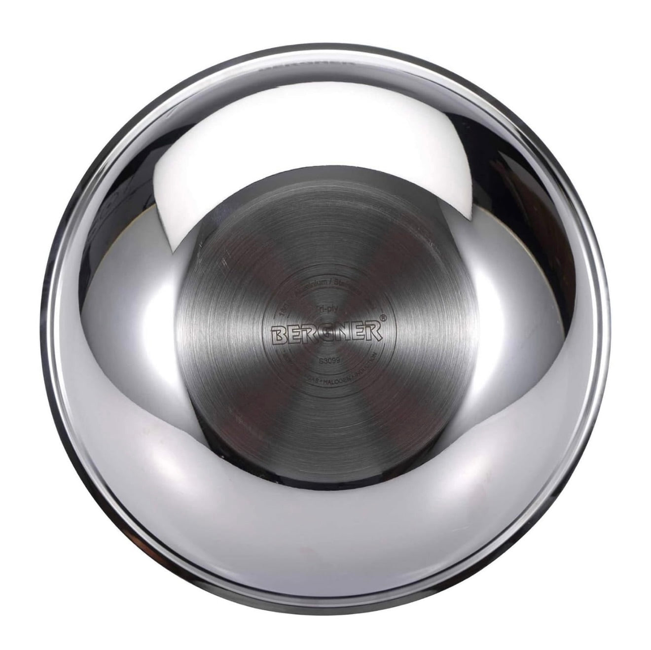 BERGNER Argent TriPly Stainless Steel 28 cm Tasra with Stainless Steel Lid, 4.3 LTR Tasla with Lid, Food Safe, Flared Rim, Durable, Dishwasher Safe, Induction Bottom and Gas Ready