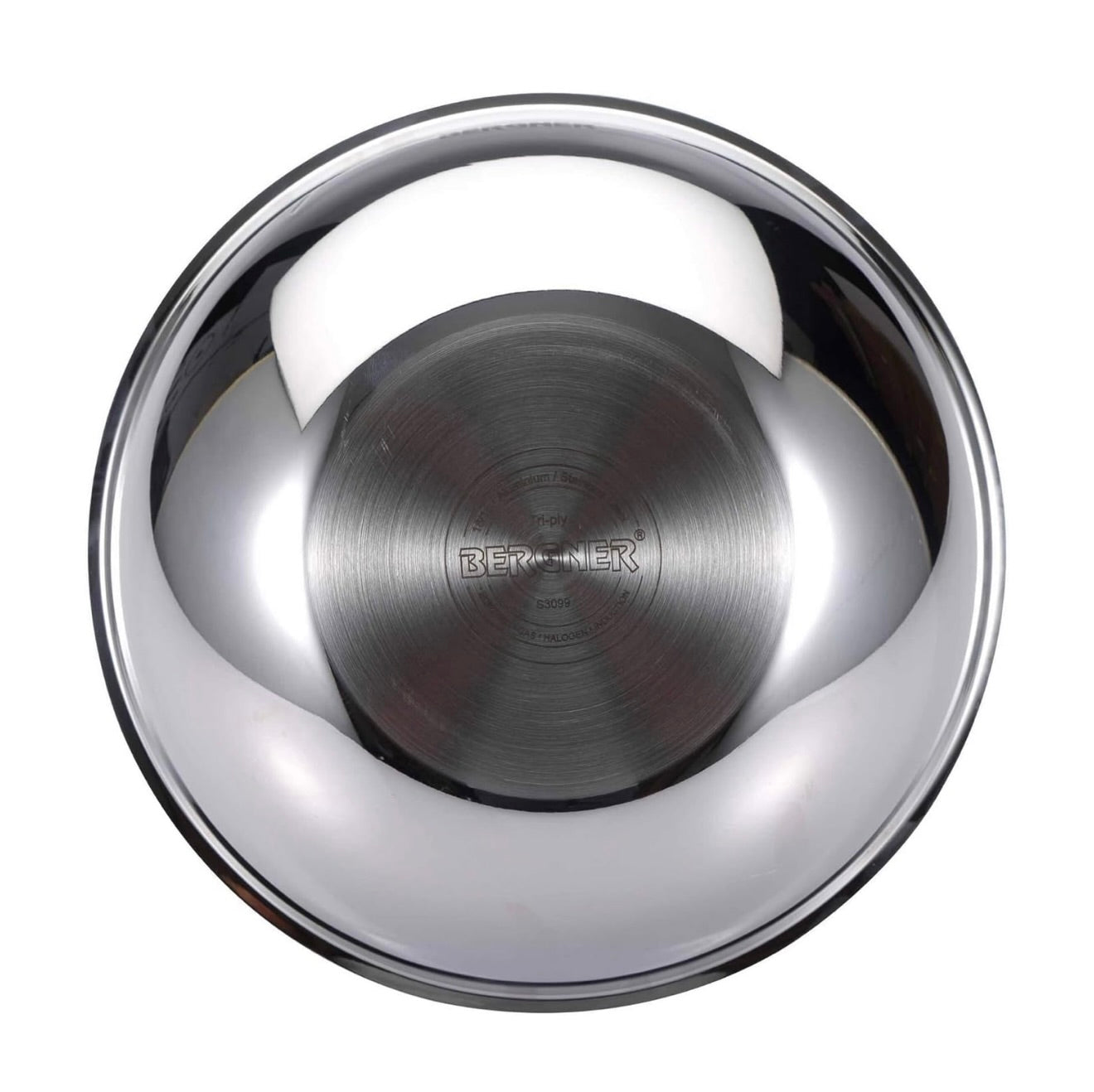 Bergner Argent TriPly Stainless Steel 24cm (2.8 L) Tasra/Tasla without Lid, Less Oil Use, Healthy Cooking, Even and Faster Heat Distribution, Food Safe, 2.5mm Thickness - Induction and Gas Stove Ready