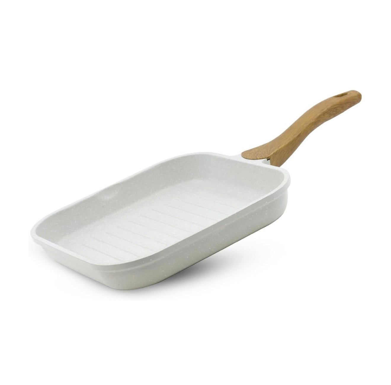 BERGNER Naturally Cast Aluminum 26cm Grill Pan, Marble Non-Stick Coating, Less Oil Use, Scratch Resistant and Durable, Soft Touch Handle, Easy to Clean - Induction Bottom, Free Non-Woven Trivet