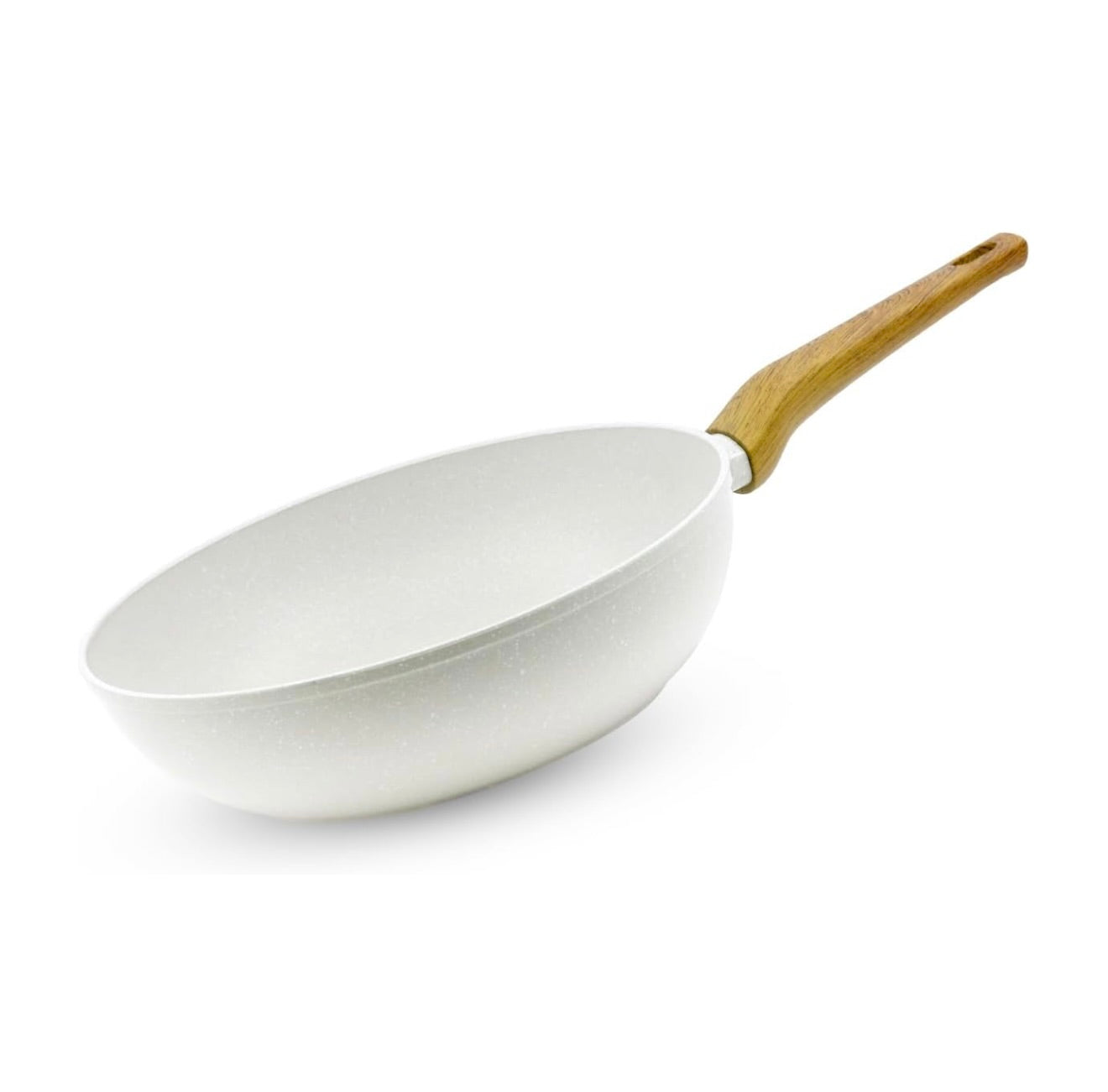 BERGNER Naturally Forged Aluminum 28cm (3 L) Wok, Marble Non-Stick Coating, Less Oil Use, Scratch Resistant and Durable, Soft Touch Handle, Easy to Clean - Induction Bottom, Free Non-Woven Trivet