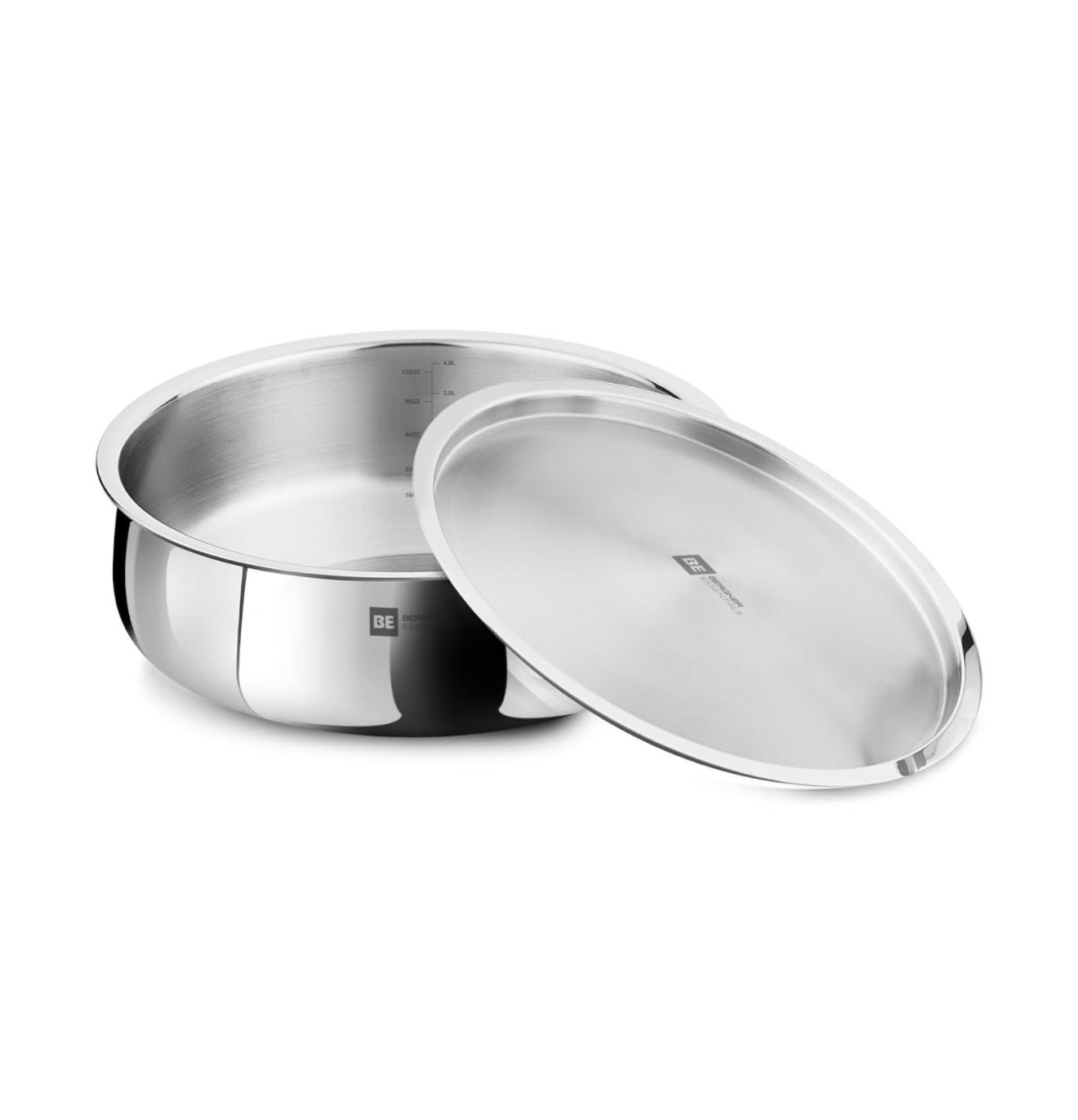 Bergner BE Essentials TriPly Stainless Steel 24 cm Biryani Handi with Lid, 4.4 L Biryani Pot, Patila Handi, Even Heat Distribution, Non-Toxic, Healthy, Less Oil Use - Induction and Gas Stove Ready