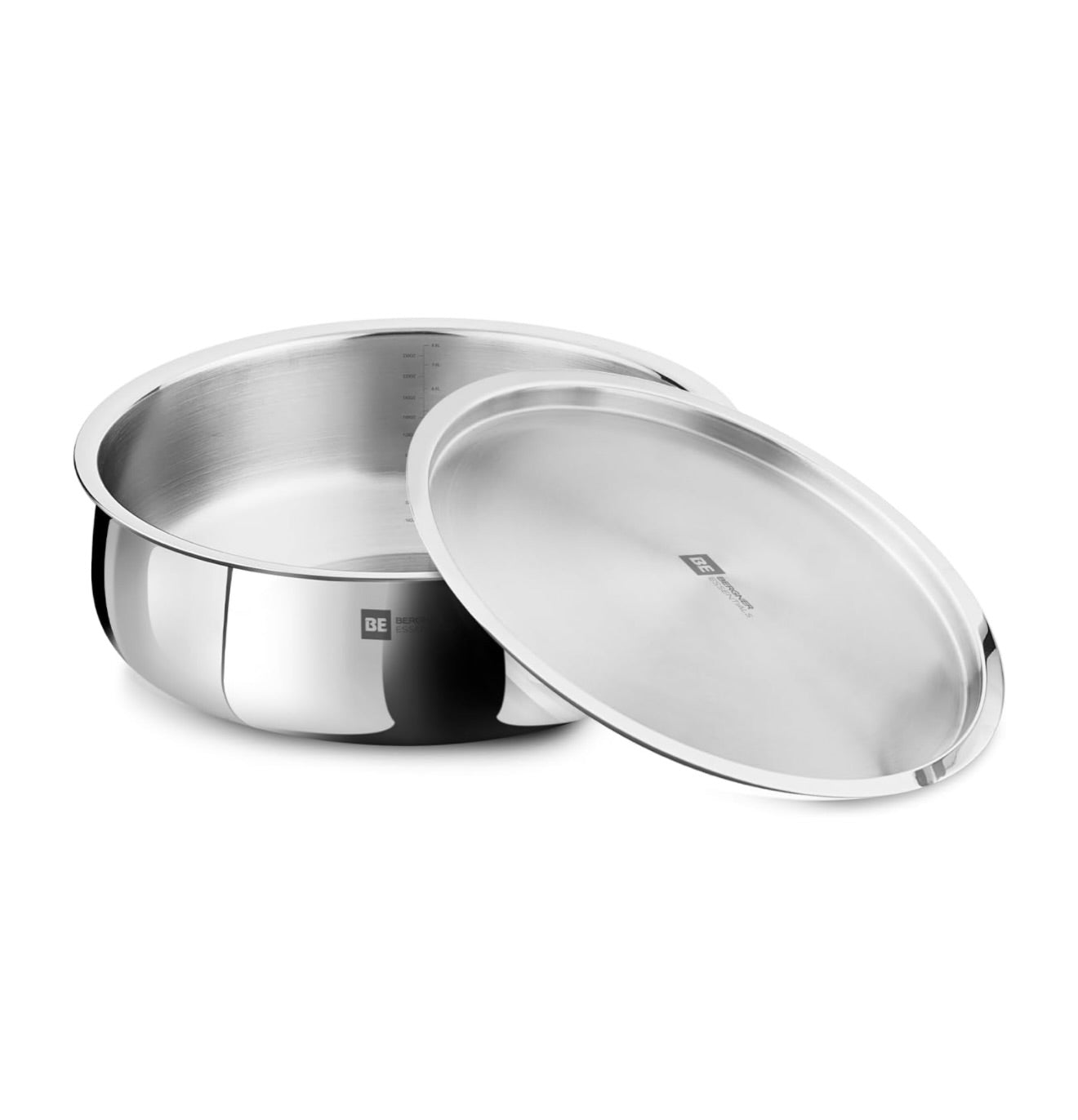 Bergner BE Essentials TriPly Stainless Steel 32 cm Biryani Handi with Lid, 8.4L Biryani Pot, Large Patila Handi, Even Heat Distribution, Non-Toxic, Less Oil Use - Induction and Gas Stove Ready