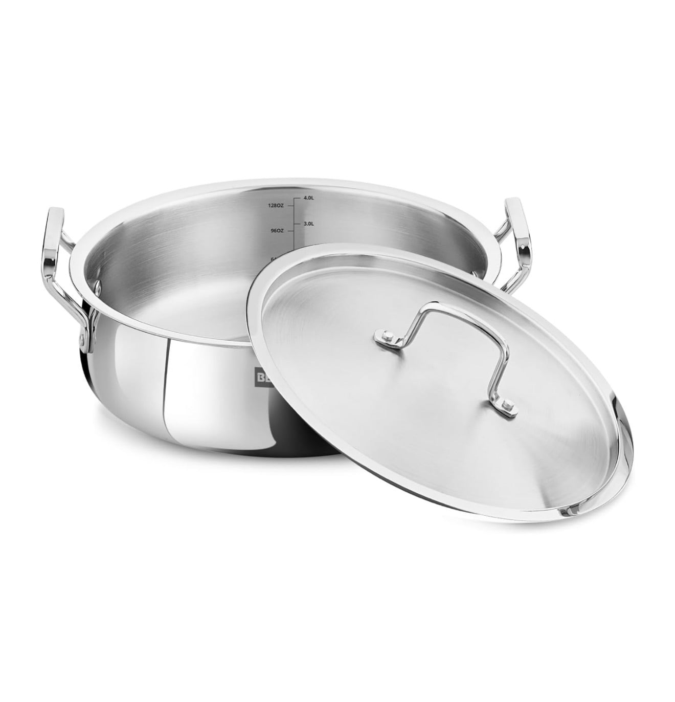 Bergner BE Essentials TriPly Stainless Steel 24 cm Biryani Handi with Lid, 4.3 L Biryani Pot, Patila Handi, Even Heat Distribution, Non-Toxic, Healthy, Less Oil Use - Induction and Gas Stove Ready