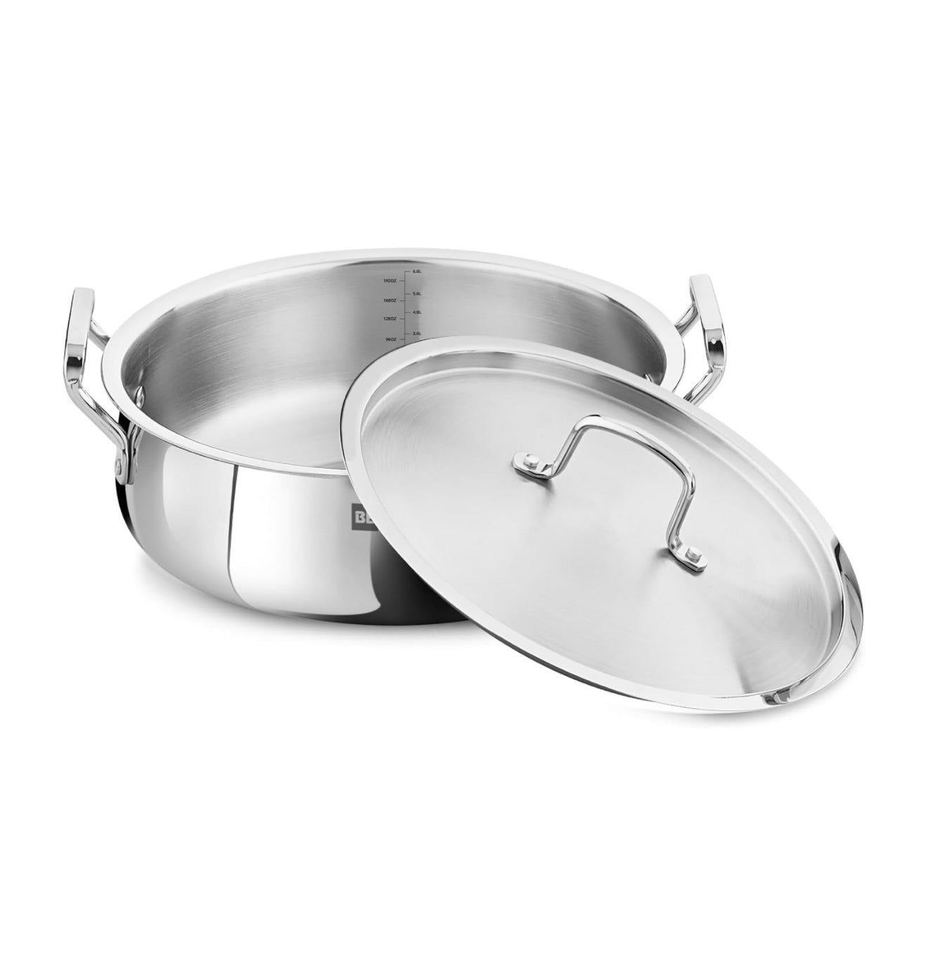 Bergner BE Essentials TriPly Stainless Steel 28 cm Biryani Handi with Lid, 6.2 L Biryani Pot, Patila Handi, Even Heat Distribution, Non-Toxic, Healthy, Less Oil Use - Induction and Gas Stove Ready