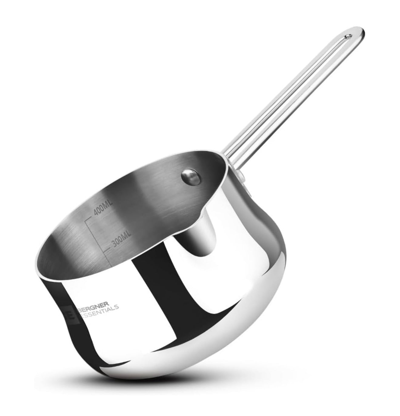 Bergner BE Essentials Tri-Ply 10cm (500ml) Stainless Steel sauce pan Even & Faster Heating, Food Safe, Durable, Easy to Pour, Serve and Clean - Induction Bottom and Gas Stove Ready