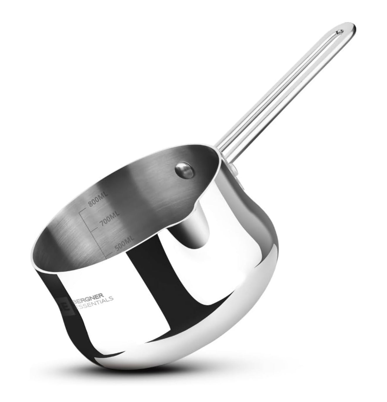 Bergner BE Essentials Tri-Ply 12cm (800ml) Stainless Steel  sauce pan, Even & Faster Heating, Food Safe, Durable, Easy to Pour, Serve and Clean - Induction Bottom and Gas Stove Ready