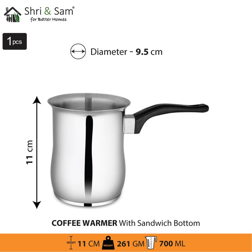 Stainless Steel Coffee Warmer/sauce pan With Sandwich Bottom