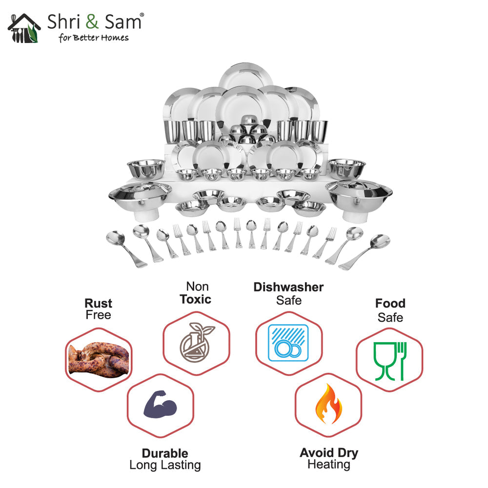 Stainless Steel 64 PCS Dinner Set Signature - SS with LASER