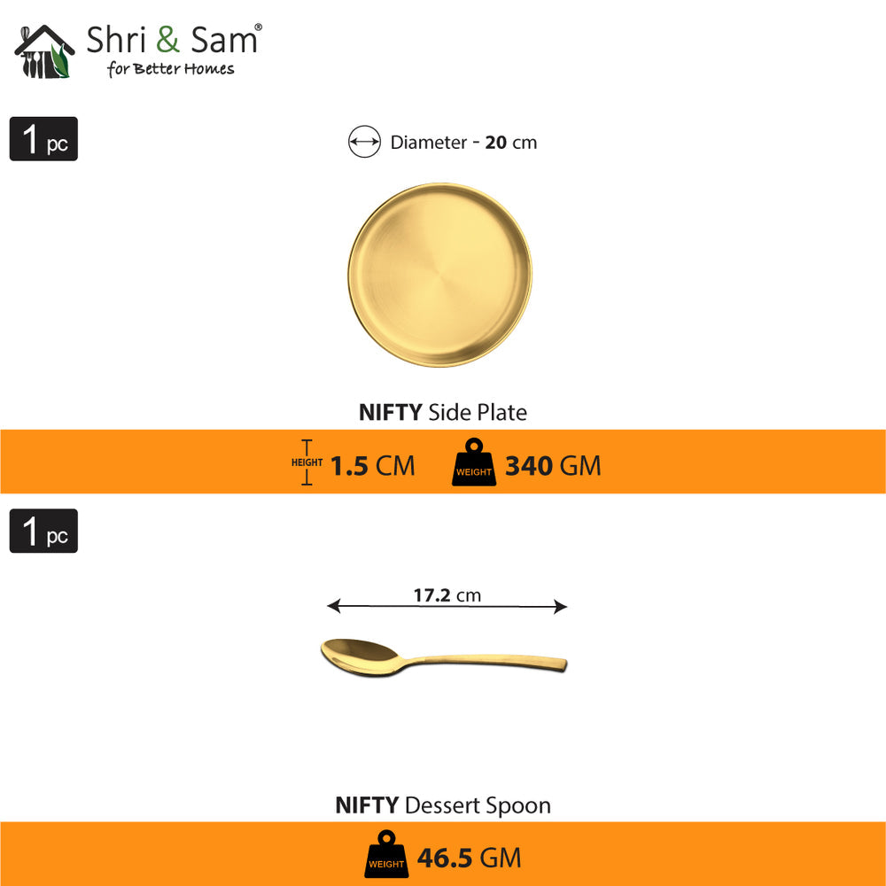 STAINLESS STEEL THALI SET (1 PERSON) WITH GOLD PVD COATING NIFTY