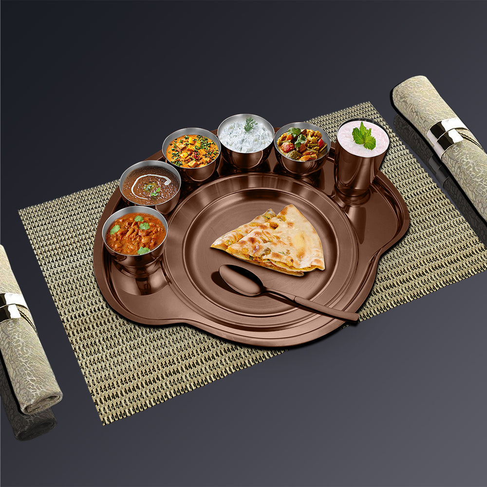STAINLESS STEEL THALI SET (1 PERSON) WITH ROSE GOLD PVD COATING NIFTY