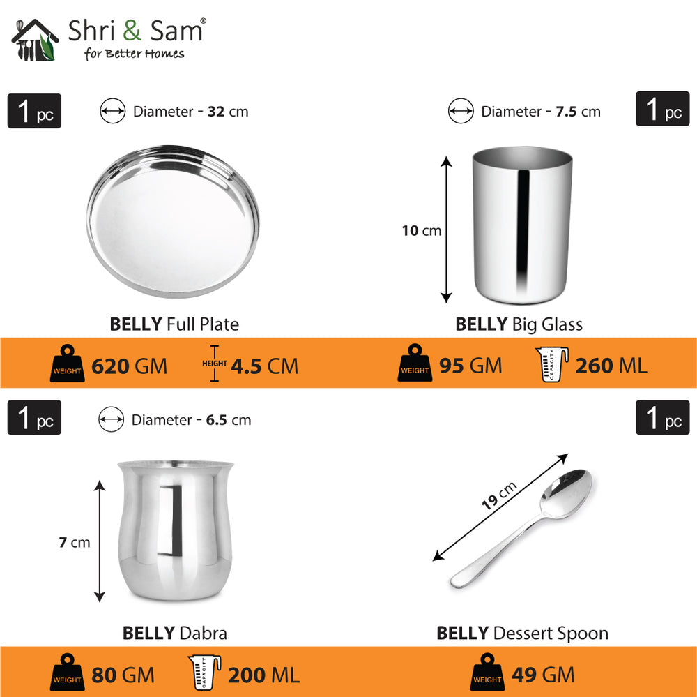 STAINLESS STEEL THALI SET BELLY