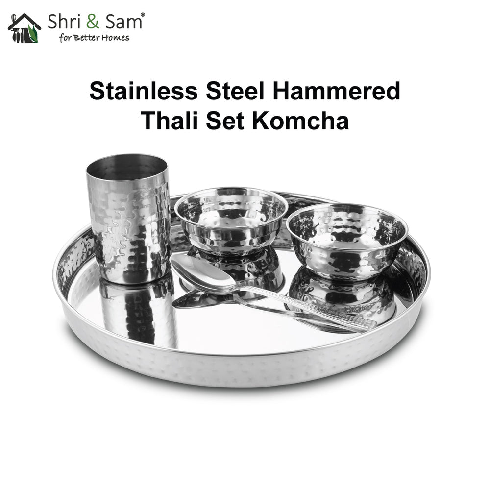 STAINLESS STEEL HAMMERED THALI SET 30 CM KOMCHA