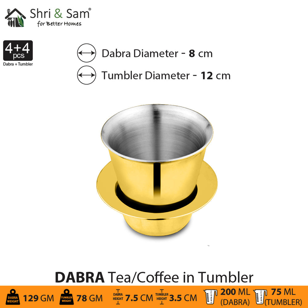 STAINLESS STEEL 4 PCS DOUBLE WALL COFFEE DABRA IN TUMBLER WITH GOLD PVD COATING CONGO