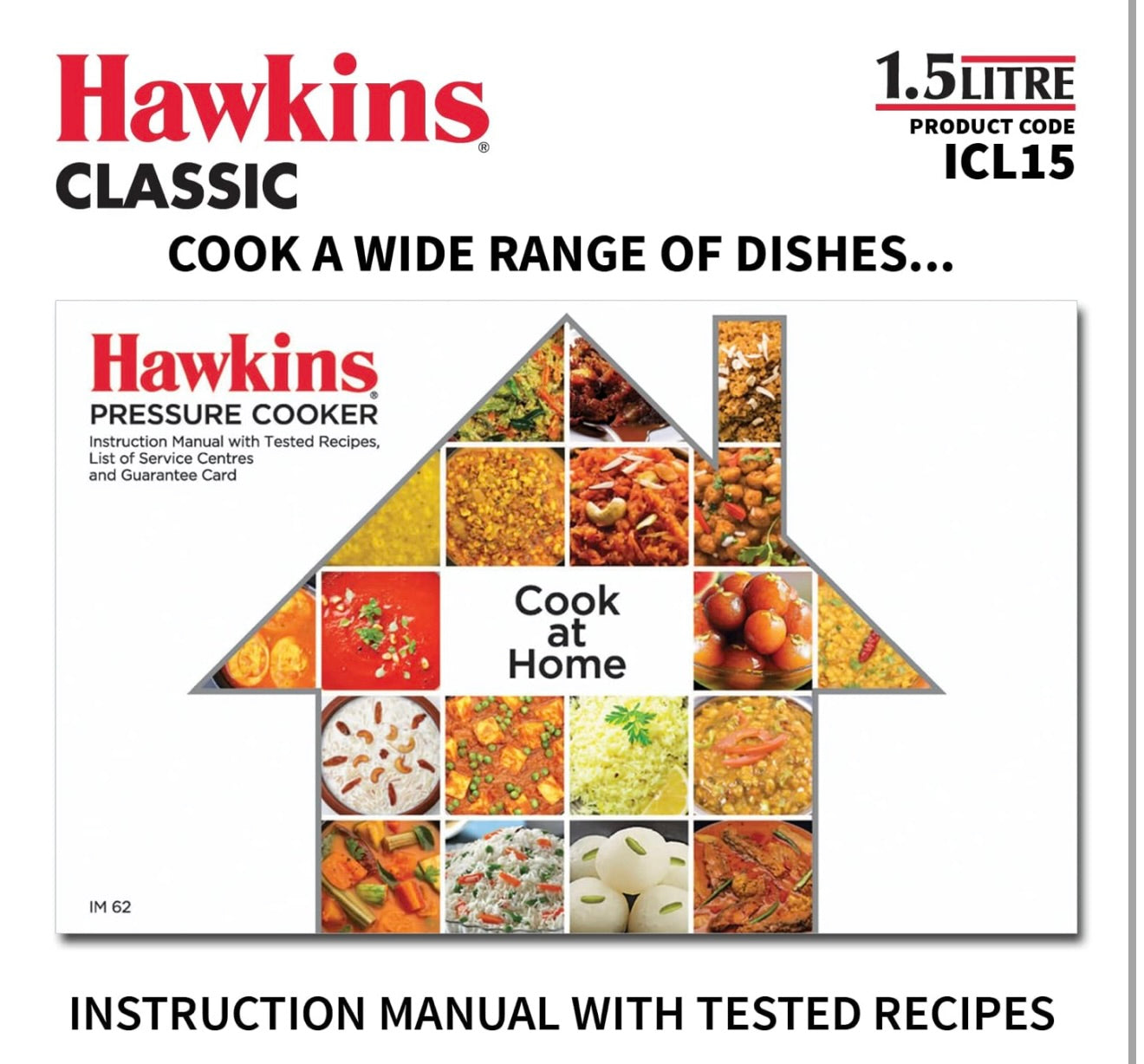 Hawkins 1.5 Litre Classic Pressure Cooker, Induction Inner Lid Baby Cooker, Pan Cooker, Best Cooker, Silver (ICL15)
