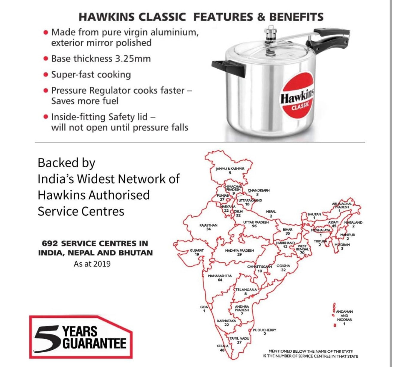Hawkins Classic Aluminium Inner Lid Pressure Cooker, 6.5 Litre, Silver (Cl65), 6.5 Liter