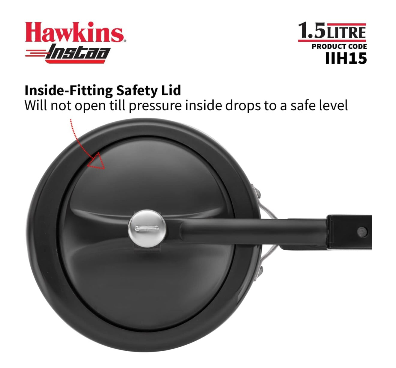 Hawkins 1.5 Litre Instaa Pressure Cooker, Induction Inner Lid Cooker, Tall Body Hard Anodised Baby Cooker, Best Black Cooker, Black (IIH15)