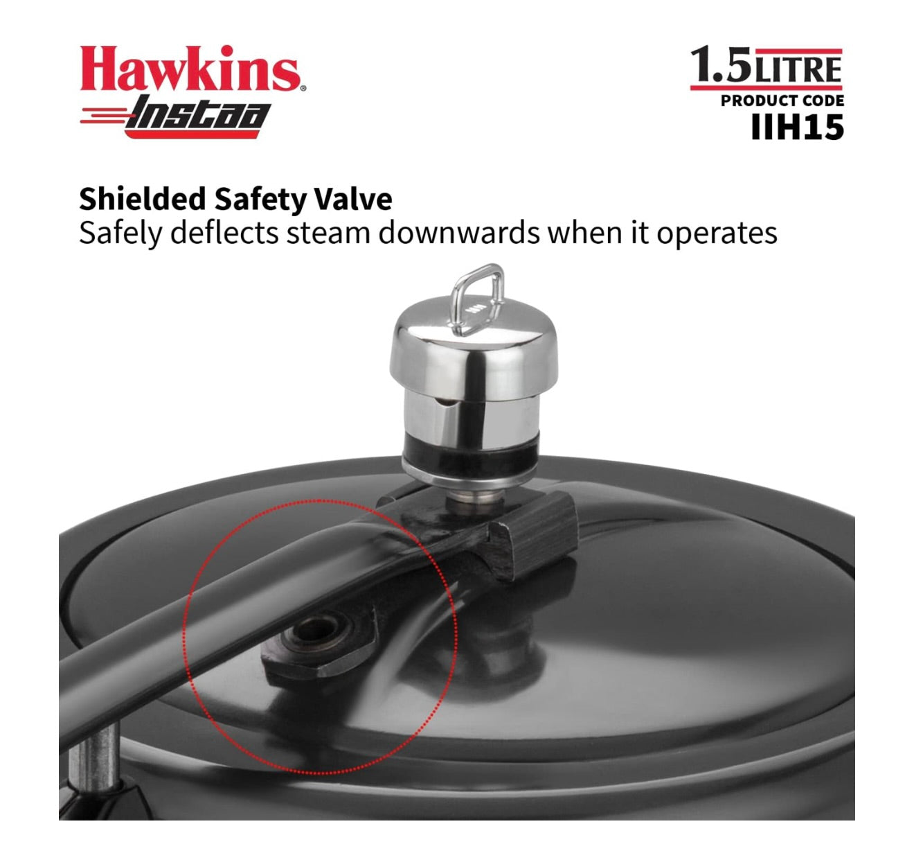 Hawkins 1.5 Litre Instaa Pressure Cooker, Induction Inner Lid Cooker, Tall Body Hard Anodised Baby Cooker, Best Black Cooker, Black (IIH15)