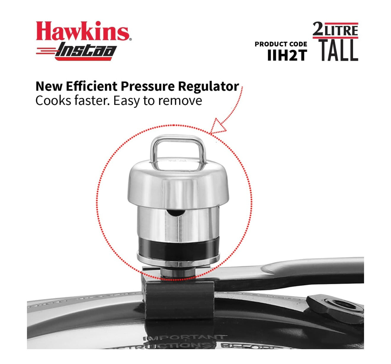 Hawkins 2 Litre Instaa Pressure Cooker, Induction Inner Lid Cooker, Tall Body Hard Anodised Cooker, Best Black Cooker, Black (IIH2T)