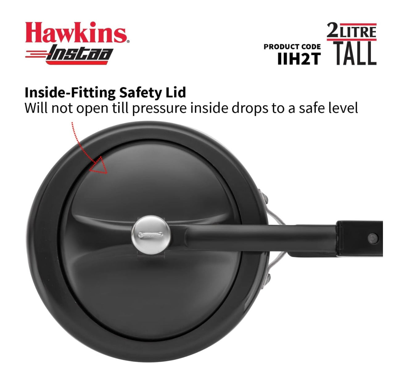 Hawkins 2 Litre Instaa Pressure Cooker, Induction Inner Lid Cooker, Tall Body Hard Anodised Cooker, Best Black Cooker, Black (IIH2T)