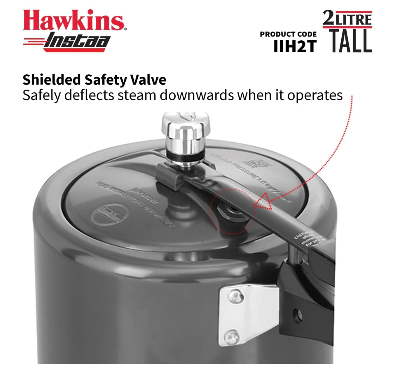 Hawkins 2 Litre Instaa Pressure Cooker, Induction Inner Lid Cooker, Tall Body Hard Anodised Cooker, Best Black Cooker, Black (IIH2T)