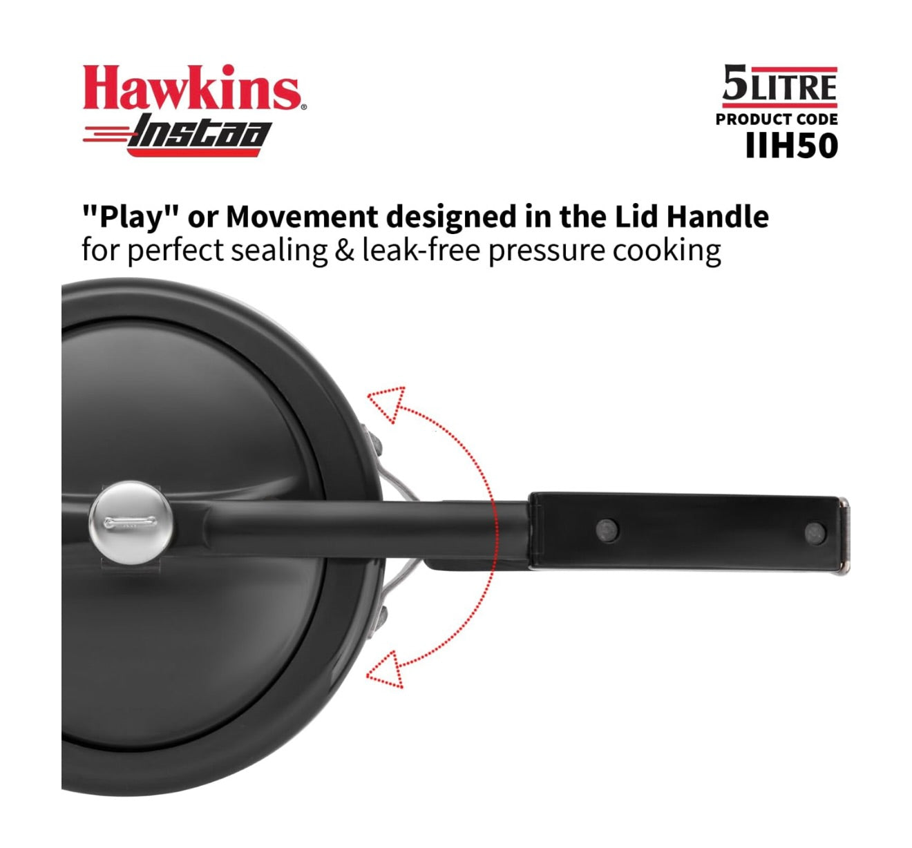 Hawkins 5 Litre Instaa Pressure Cooker, Induction Inner Lid Cooker, Tall Body Hard Anodised Cooker, Best Black Cooker, Black (IIH50)