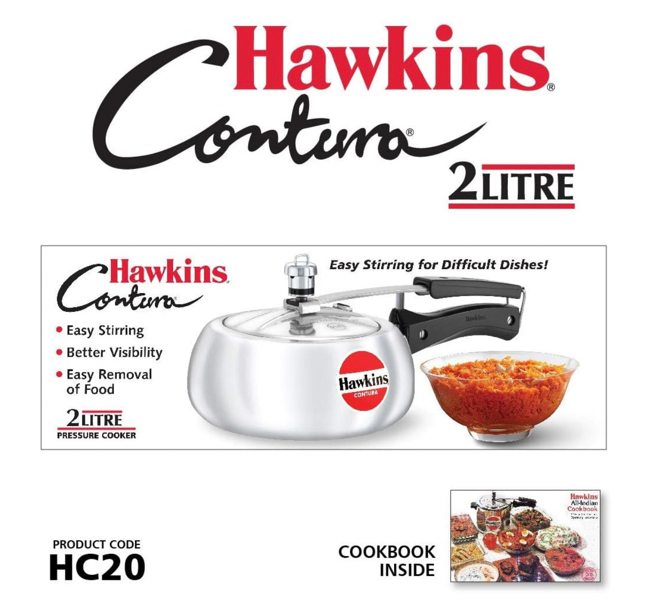 Hawkins Contura 2L Aluminium Inner Lid Pressure Cooker (Silver)