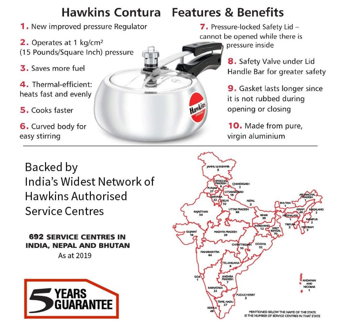 Hawkins Contura 2L Aluminium Inner Lid Pressure Cooker (Silver)