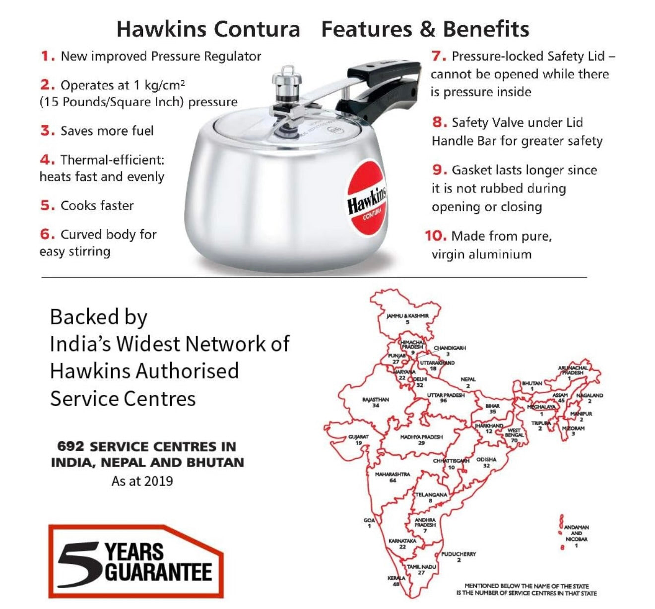 Hawkins Aluminium 3 Litre Contura Pressure Cooker,Handi Inner Lid Cooker,Silver(Hc30)