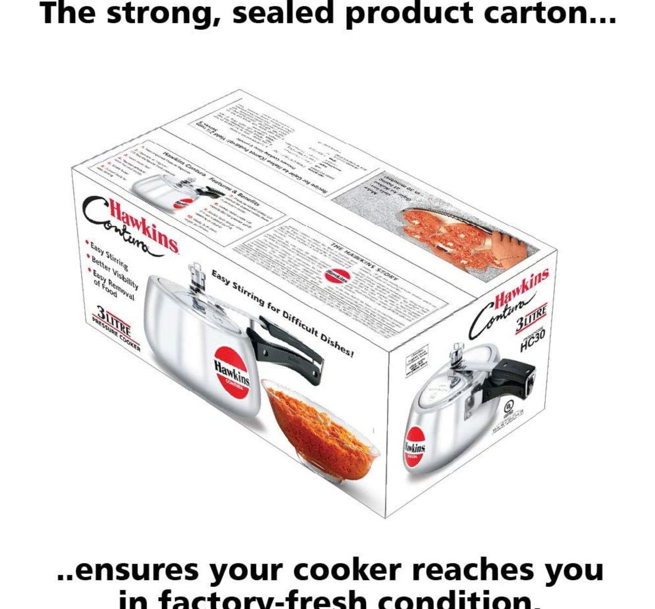 Hawkins Aluminium 3 Litre Contura Pressure Cooker,Handi Inner Lid Cooker,Silver(Hc30)