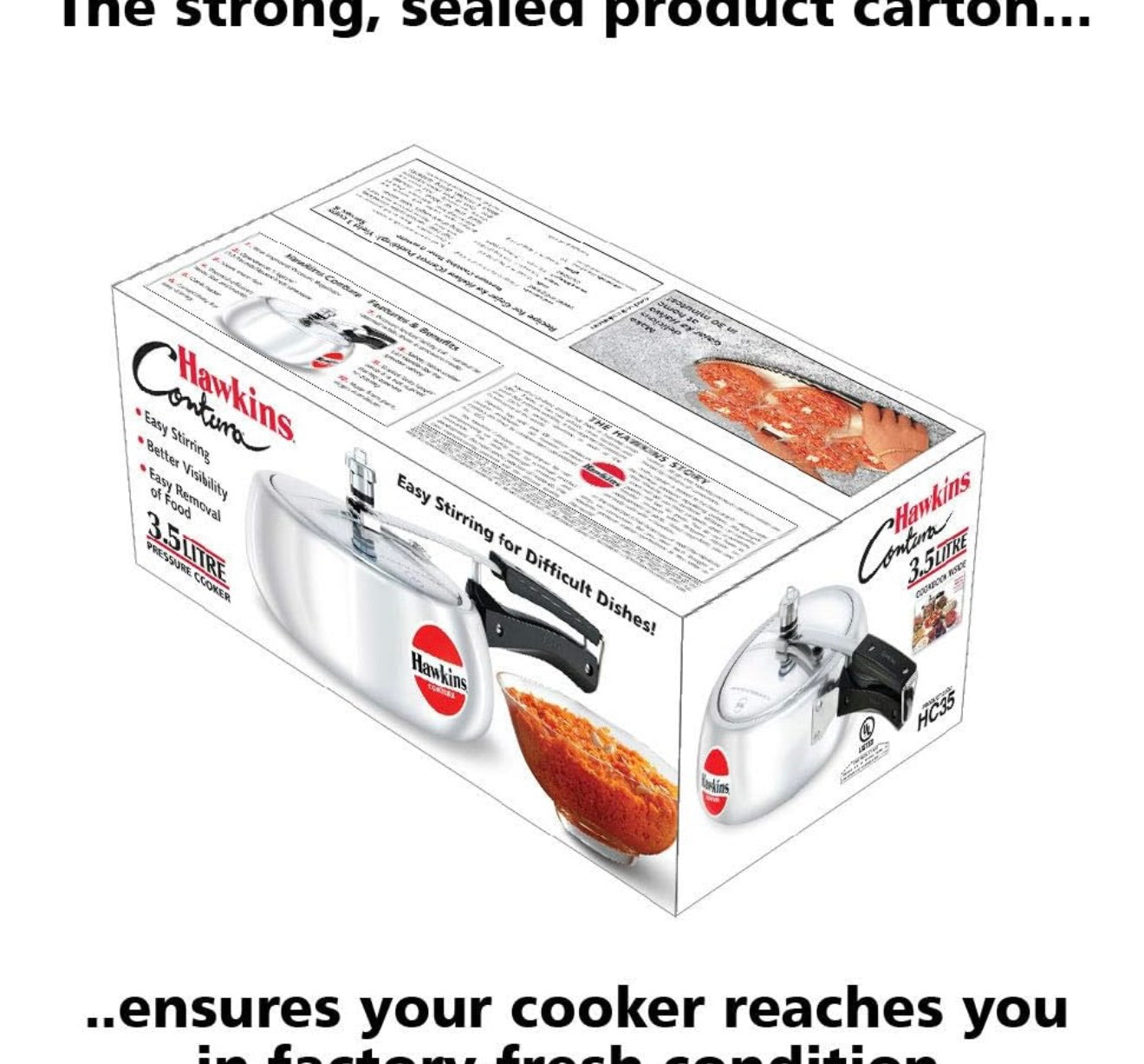 Hawkins 3.5 Litre Contura Pressure Cooker, Handi Inner Lid Cooker, Silver (HC35) Aluminium