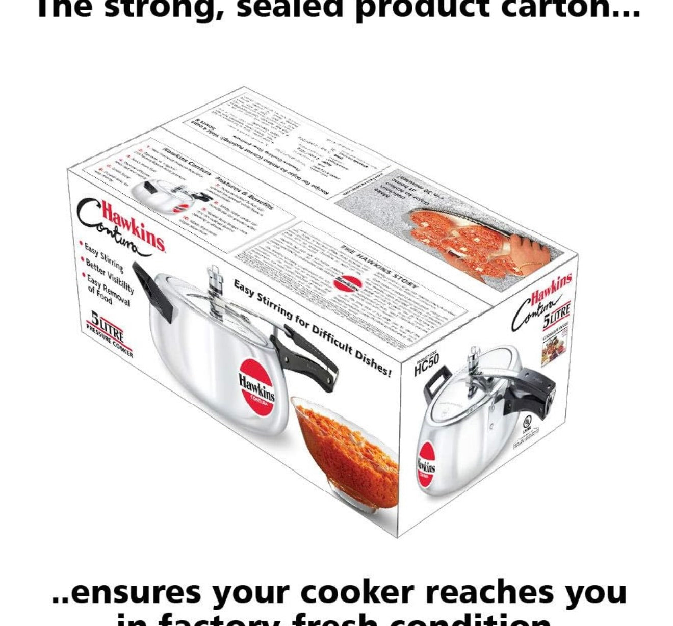 Hawkins 5 Litre Contura Pressure Cooker, Handi Inner Lid Cooker, Silver (HC50), Aluminium