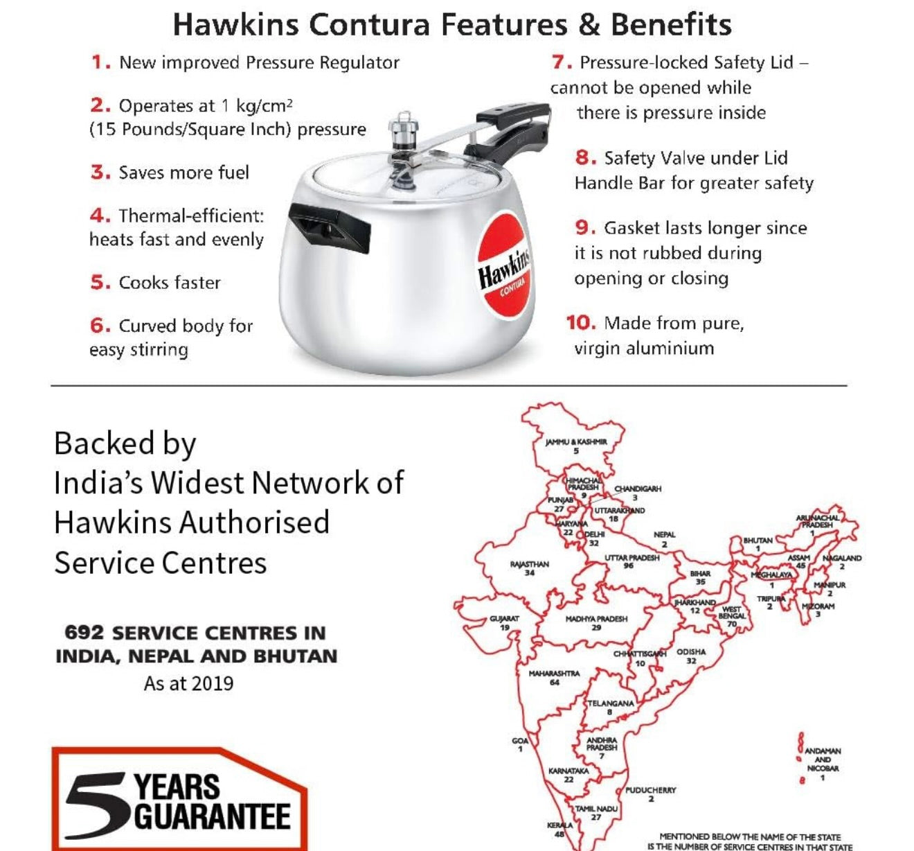 Hawkins 6.5 Litre Contura Pressure Cooker, Handi Inner Lid Cooker, Silver (HC65) Aluminium