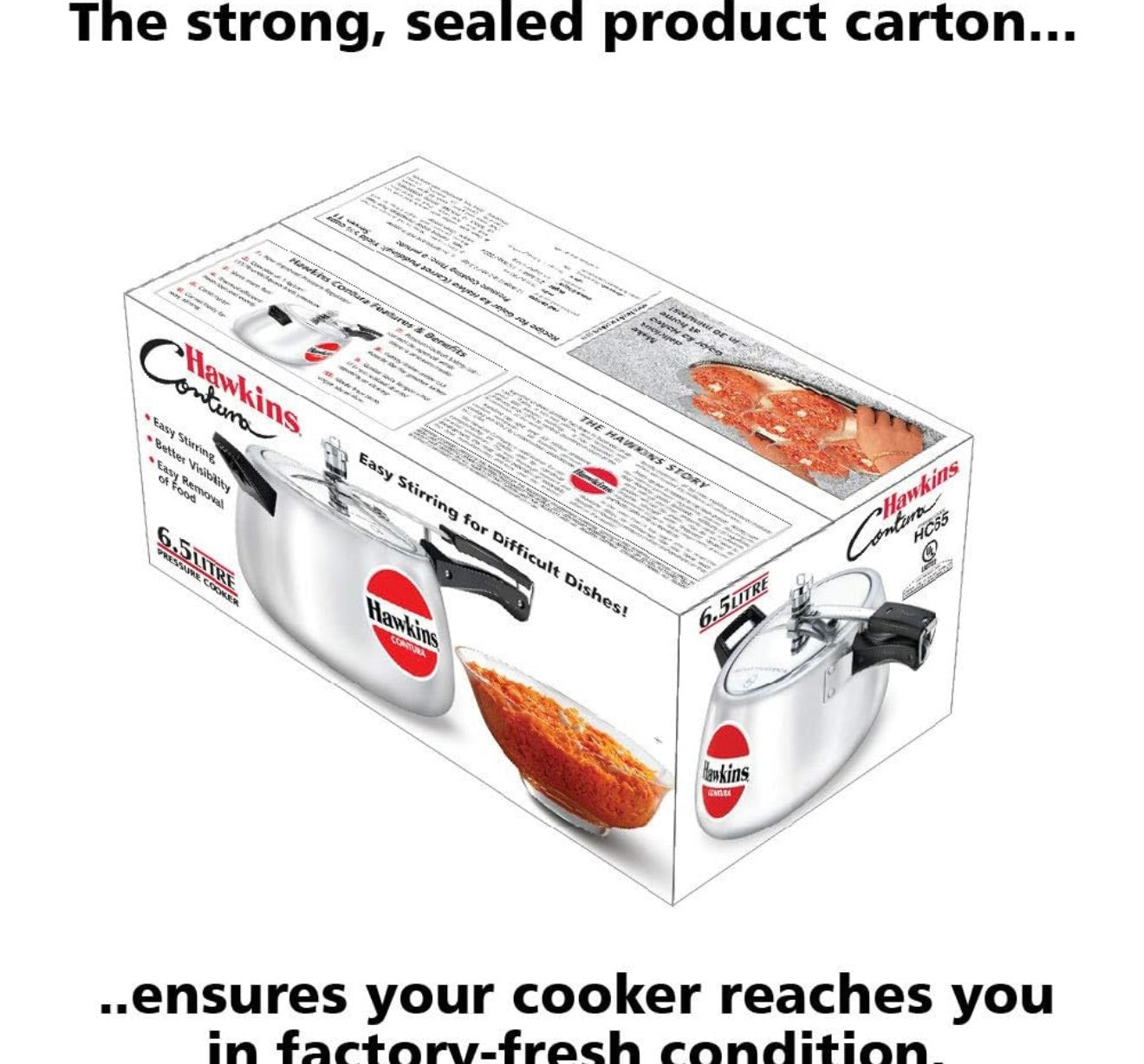 Hawkins 6.5 Litre Contura Pressure Cooker, Handi Inner Lid Cooker, Silver (HC65) Aluminium