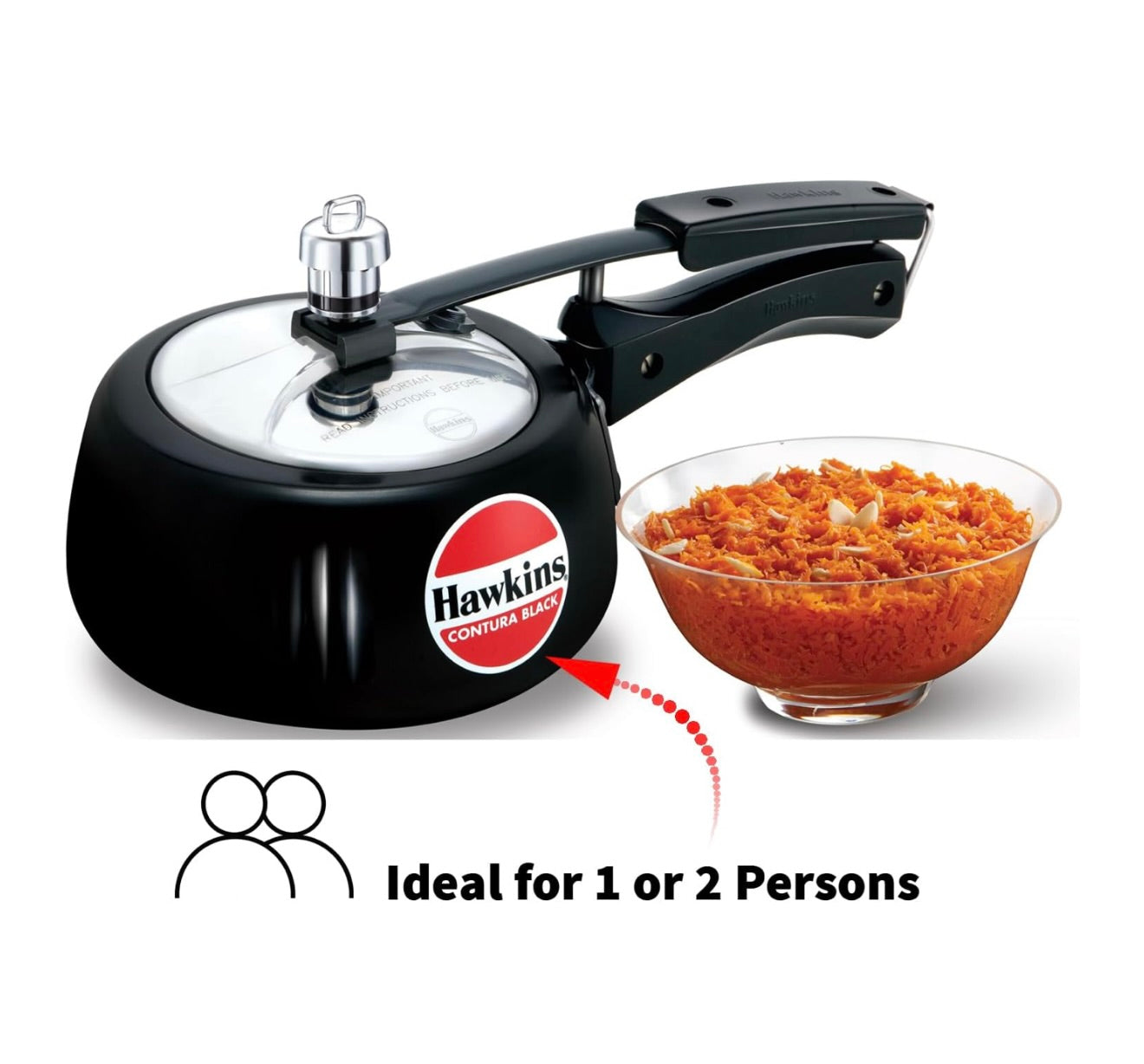 Hawkins 1.5 Litre Contura Black Pressure Cooker, Hard Anodised Inner Lid Cooker, Baby Cooker, Black(CB15)