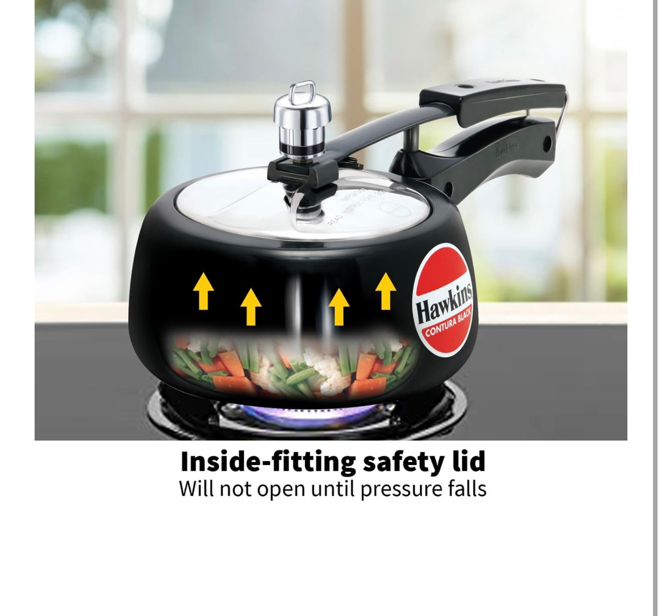 Hawkins 1.5 Litre Contura Black Pressure Cooker, Hard Anodised Inner Lid Cooker, Baby Cooker, Black(CB15)