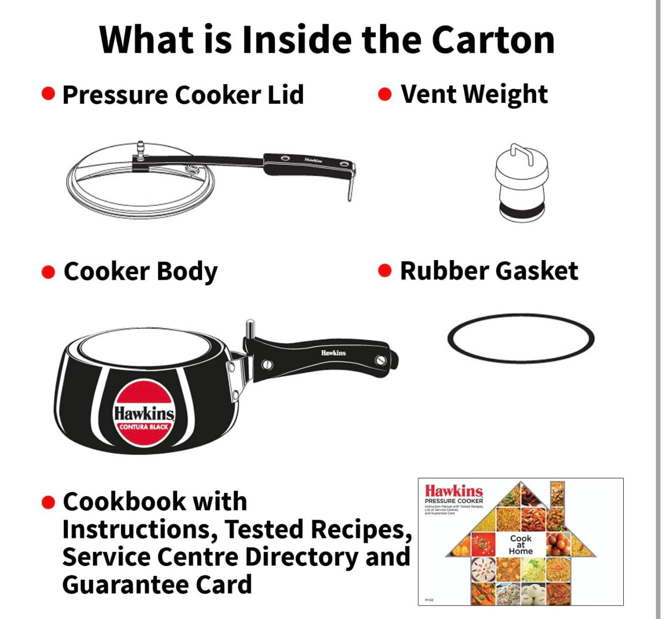 Hawkins 1.5 Litre Contura Black Pressure Cooker, Hard Anodised Inner Lid Cooker, Baby Cooker, Black(CB15)
