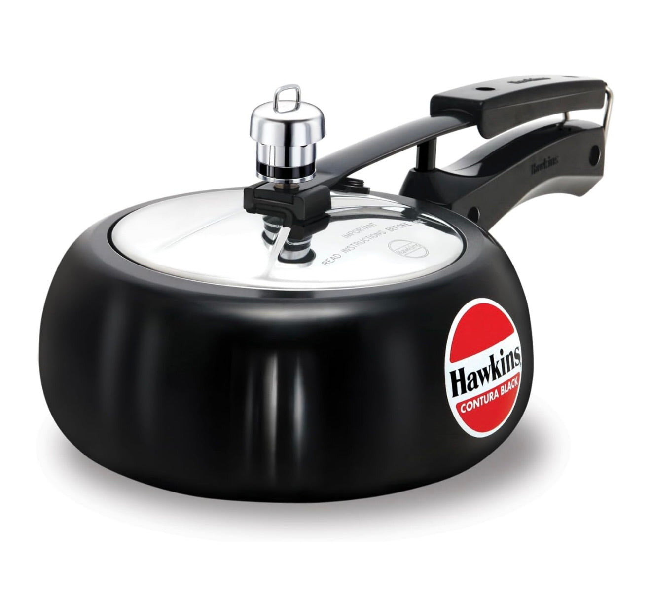 Hawkins 2 Litre Contura Black Pressure Cooker, Hard Anodised Inner Lid Cooker, Handi Cooker, Small Cooker, Black (CB20)
